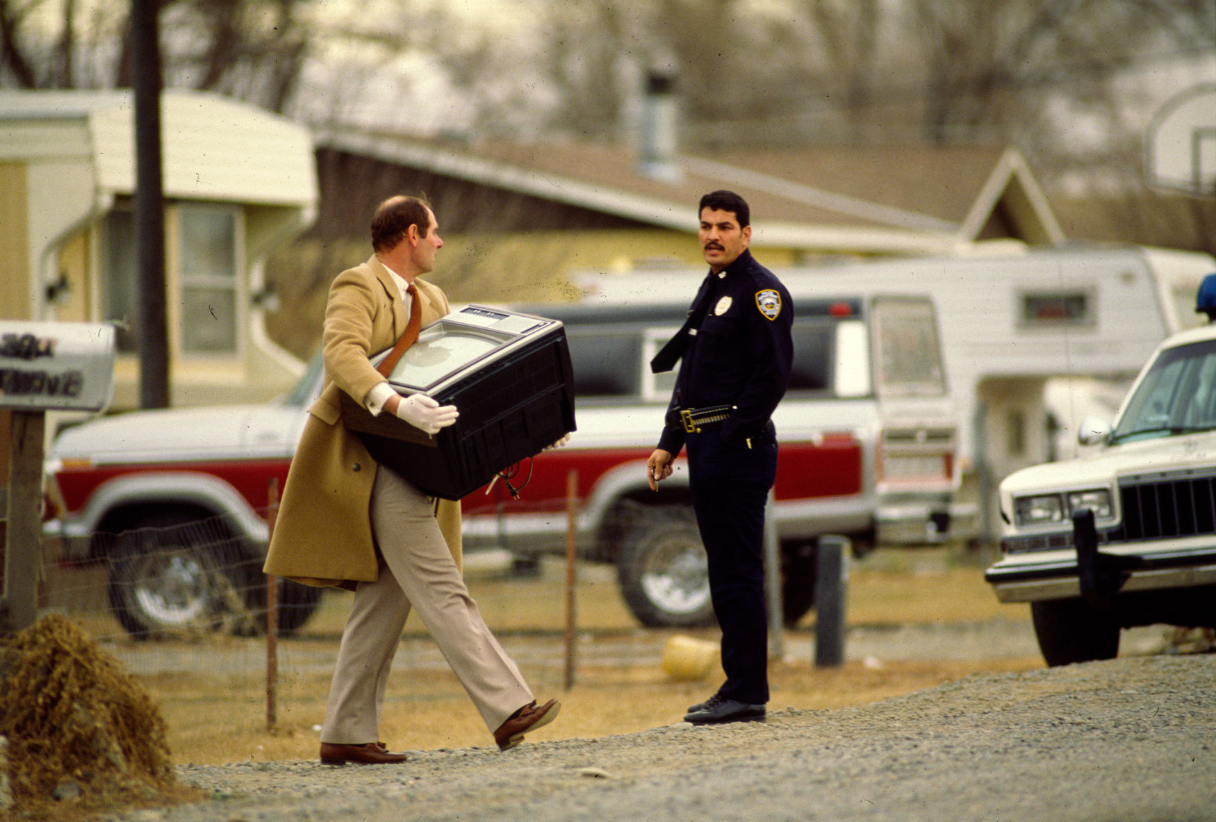 Billings police with evidence from a theft ring, 1987